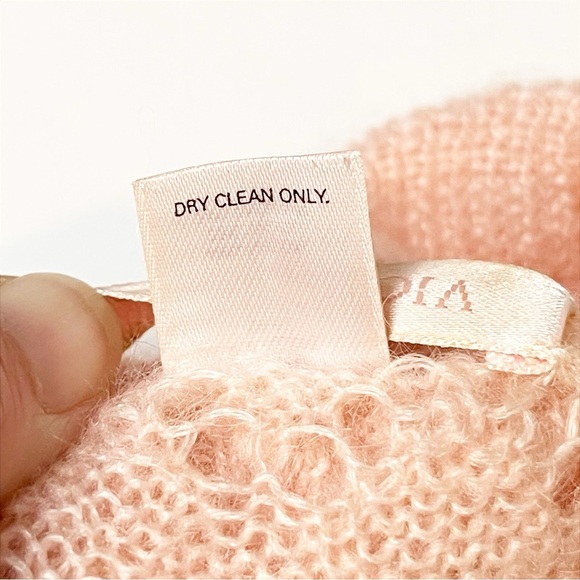 VTG Victoria’s Secret Y2K Tie Front Cardigan XS sweater blush pink pointelle - Picture 9 of 12